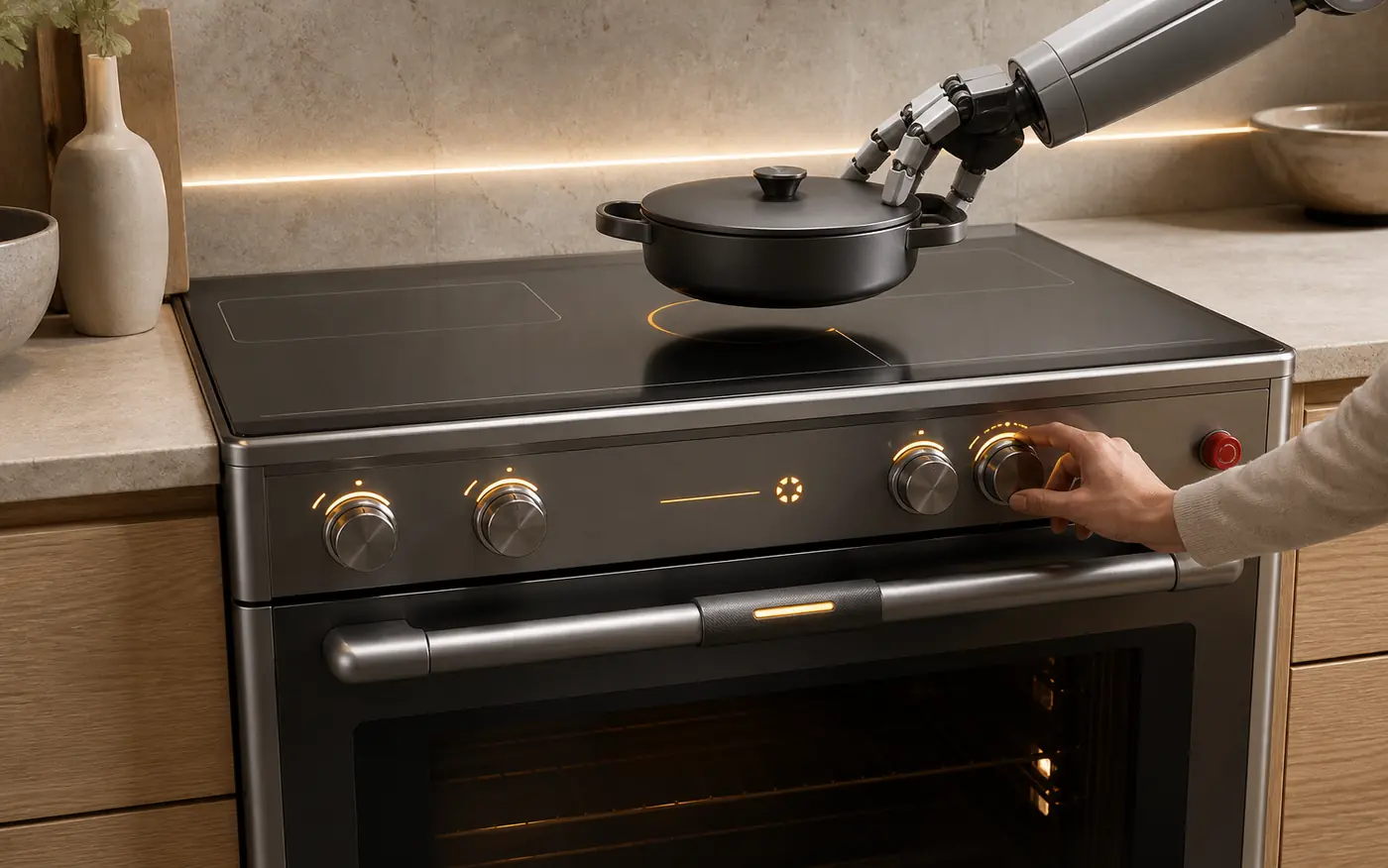 A person and robot interacting with a legible tactile range